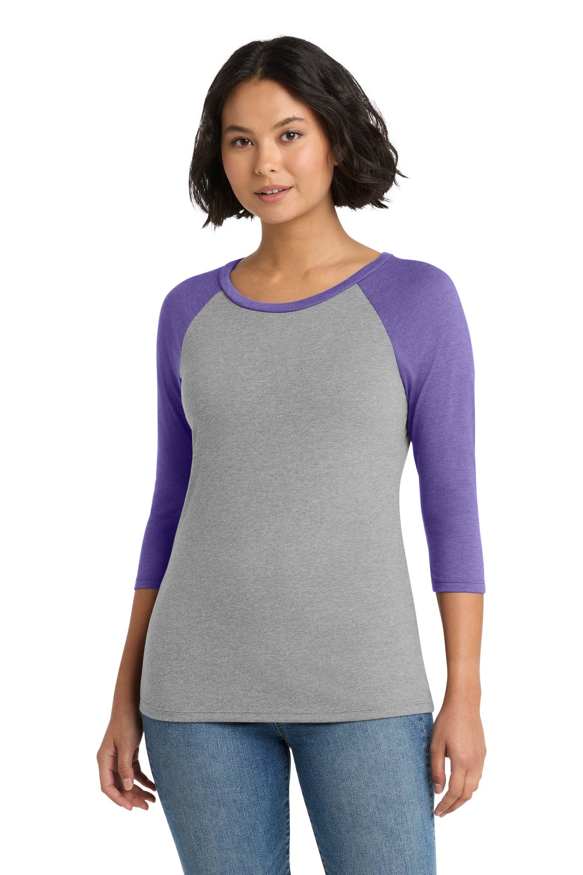 District ®  Women's Perfect Tri ®  3/4-Sleeve Raglan. DM136L | Add Your Logo