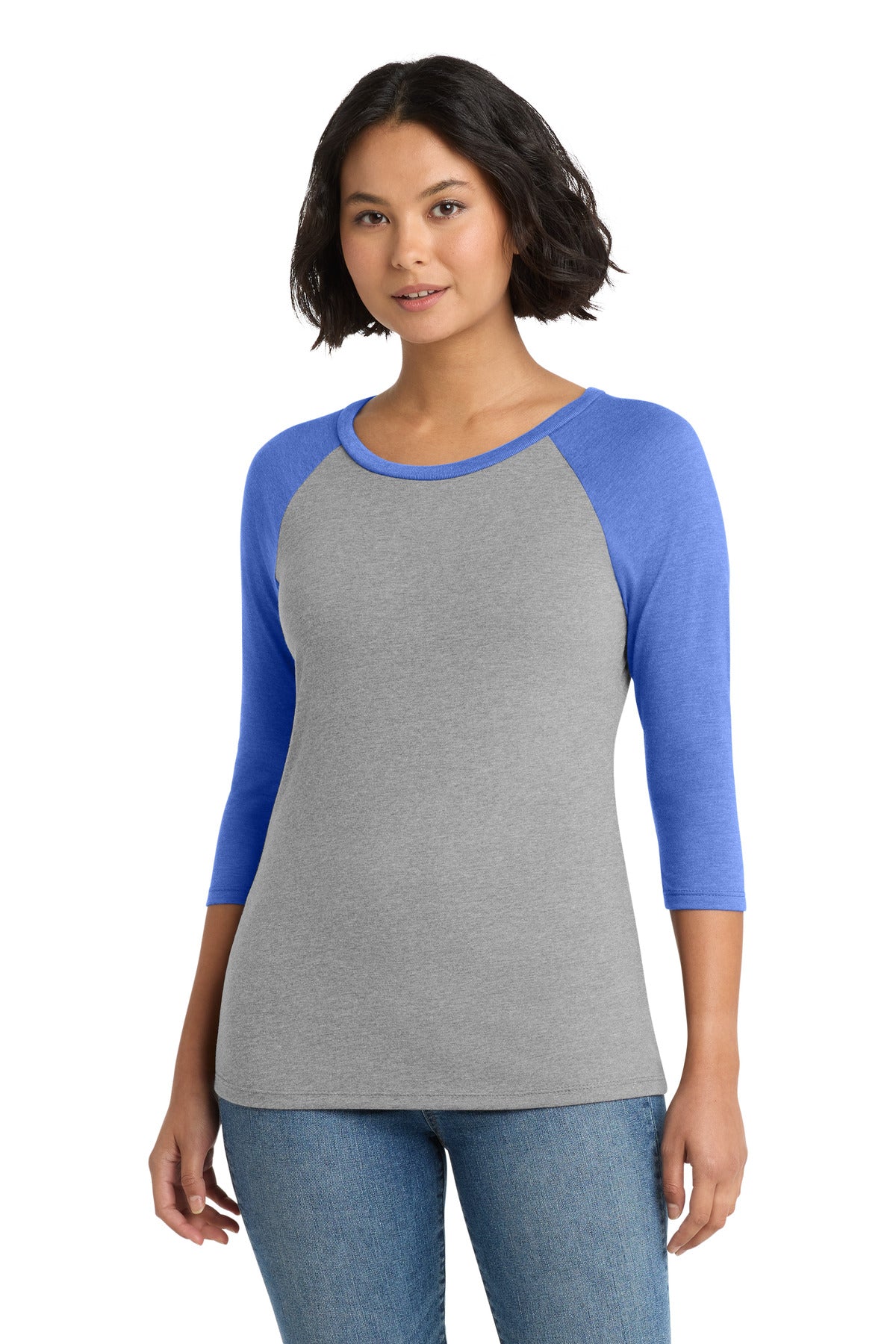 District ®  Women's Perfect Tri ®  3/4-Sleeve Raglan. DM136L | Add Your Logo