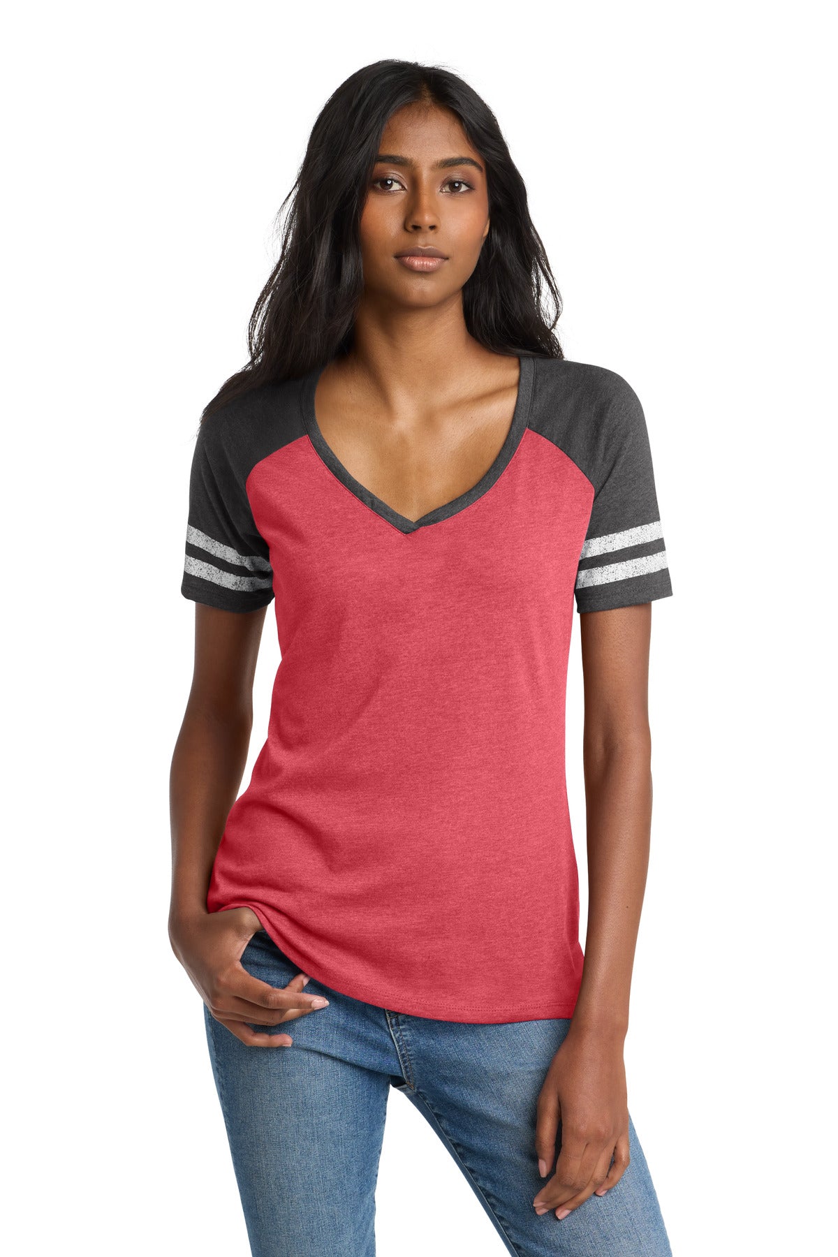 District  ®  Women's Game V-Neck Tee. DM476 | Add Your Logo