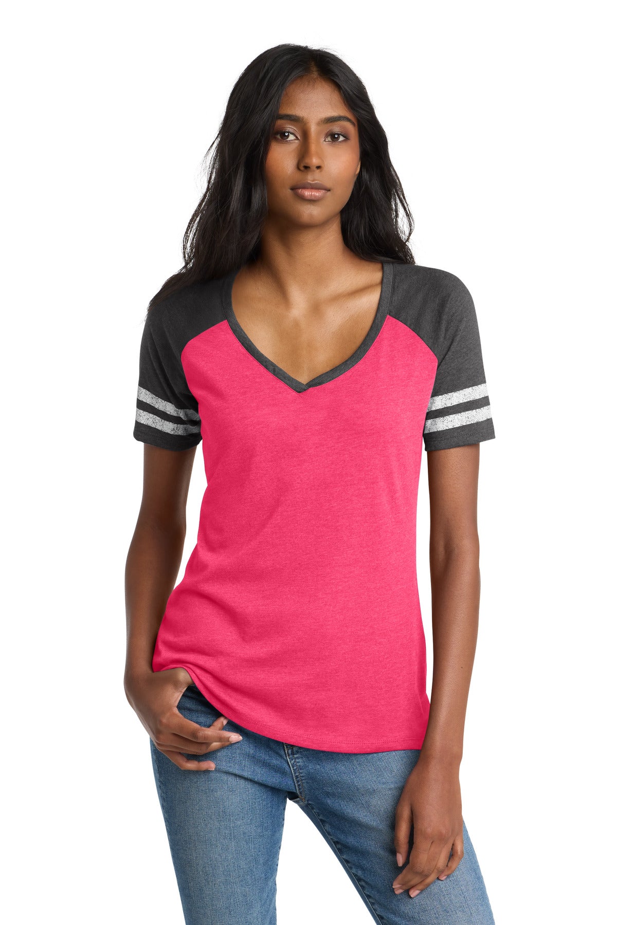 District  ®  Women's Game V-Neck Tee. DM476 | Add Your Logo