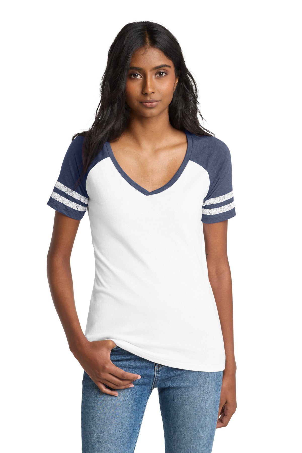 District  ®  Women's Game V-Neck Tee. DM476 | Add Your Logo