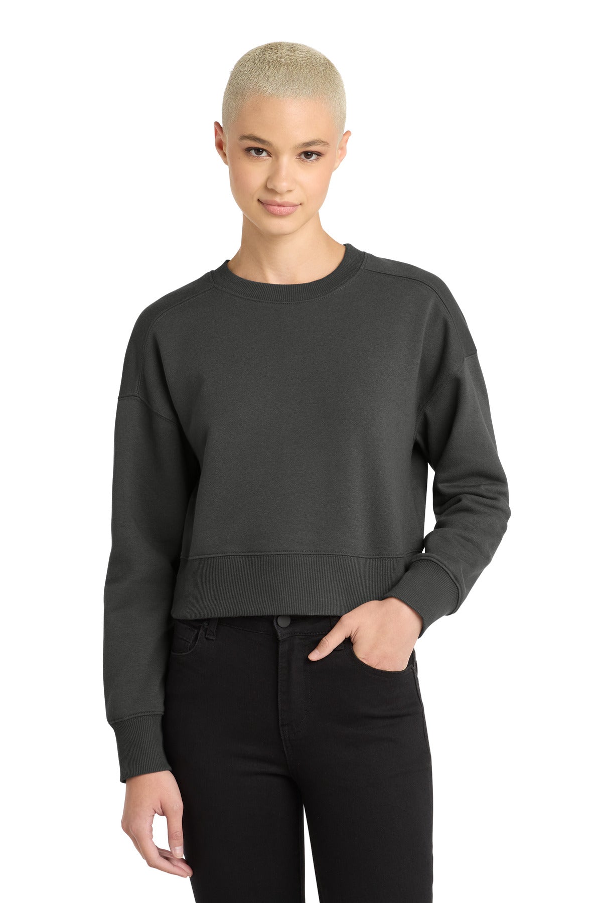 District  ®  Women's Perfect Weight  ®  Fleece Cropped Crew DT1105 | Add Your Logo