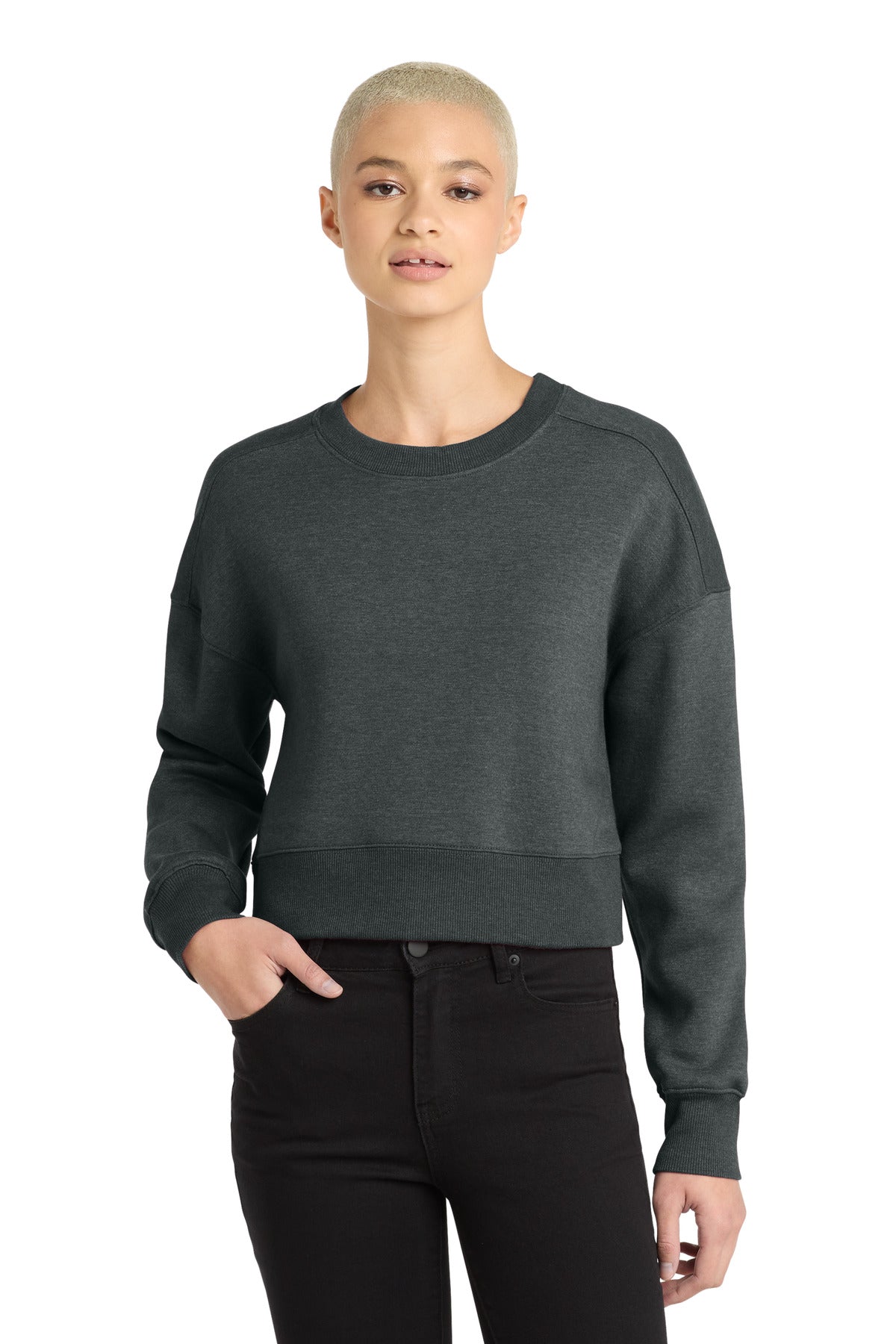 District  ®  Women's Perfect Weight  ®  Fleece Cropped Crew DT1105 | Add Your Logo