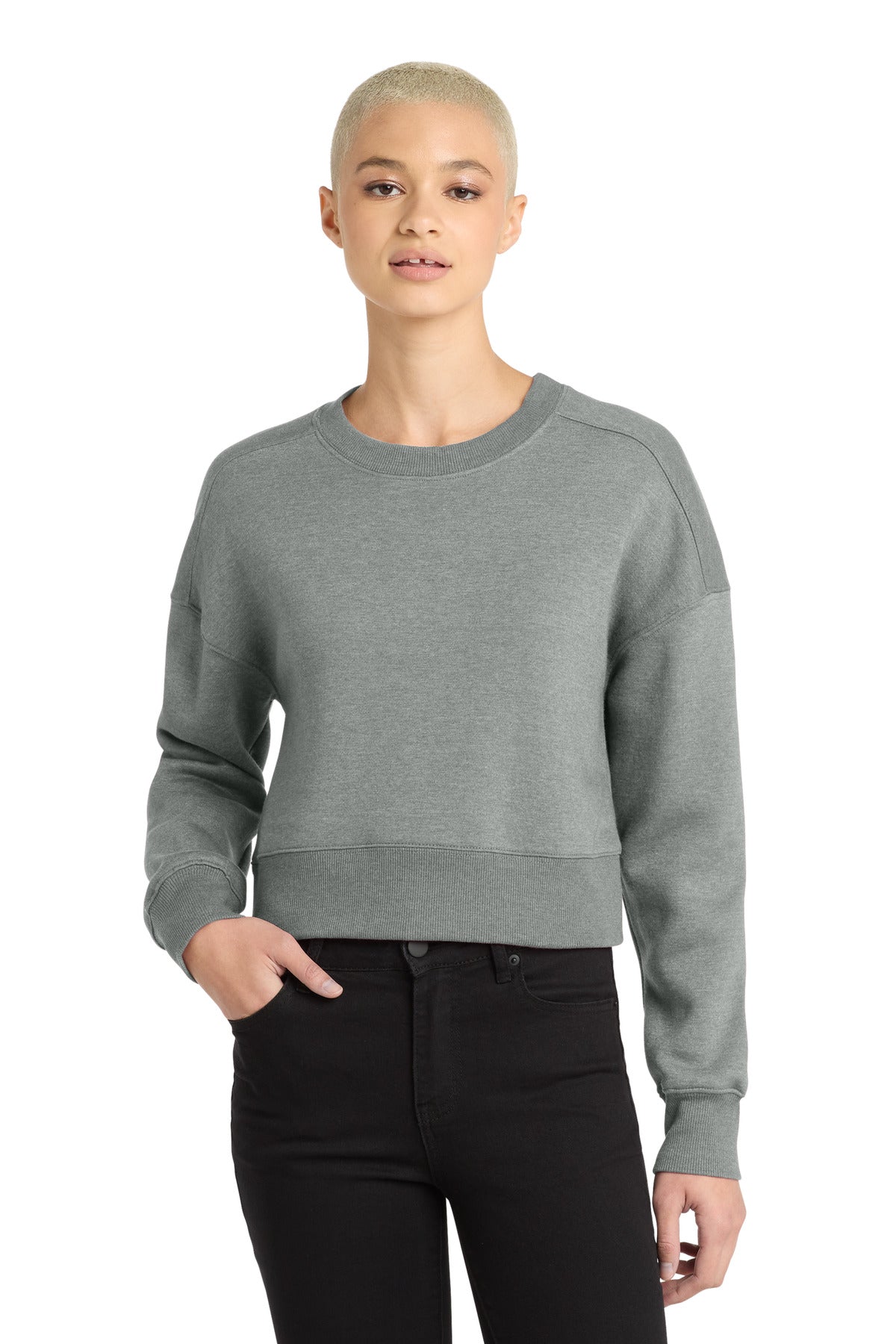 District  ®  Women's Perfect Weight  ®  Fleece Cropped Crew DT1105 | Add Your Logo