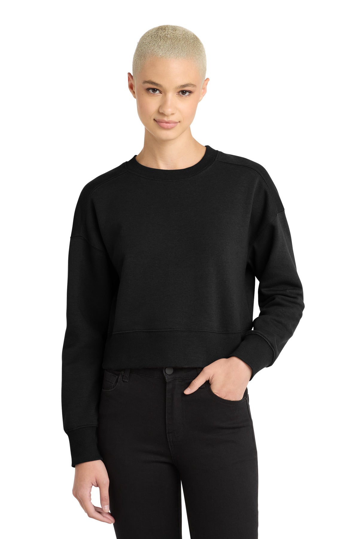 District  ®  Women's Perfect Weight  ®  Fleece Cropped Crew DT1105 | Add Your Logo