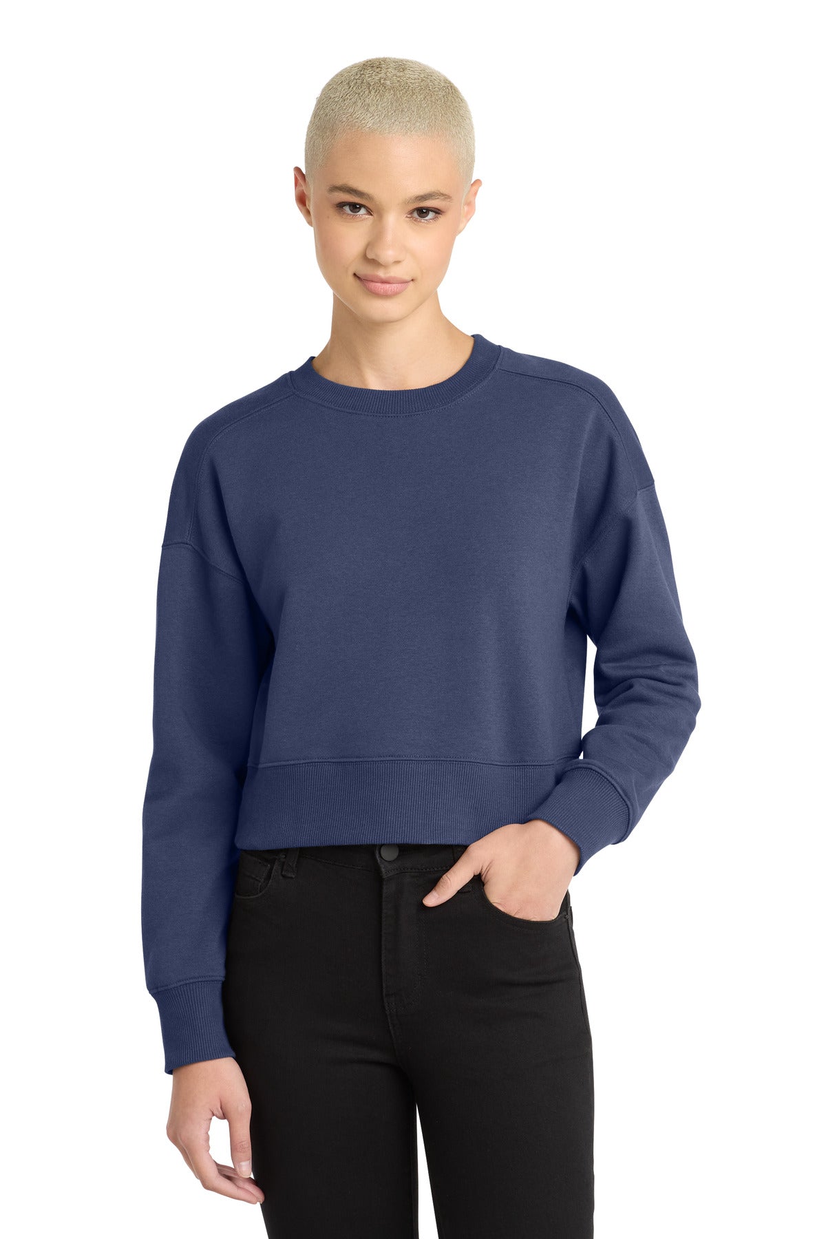District  ®  Women's Perfect Weight  ®  Fleece Cropped Crew DT1105 | Add Your Logo