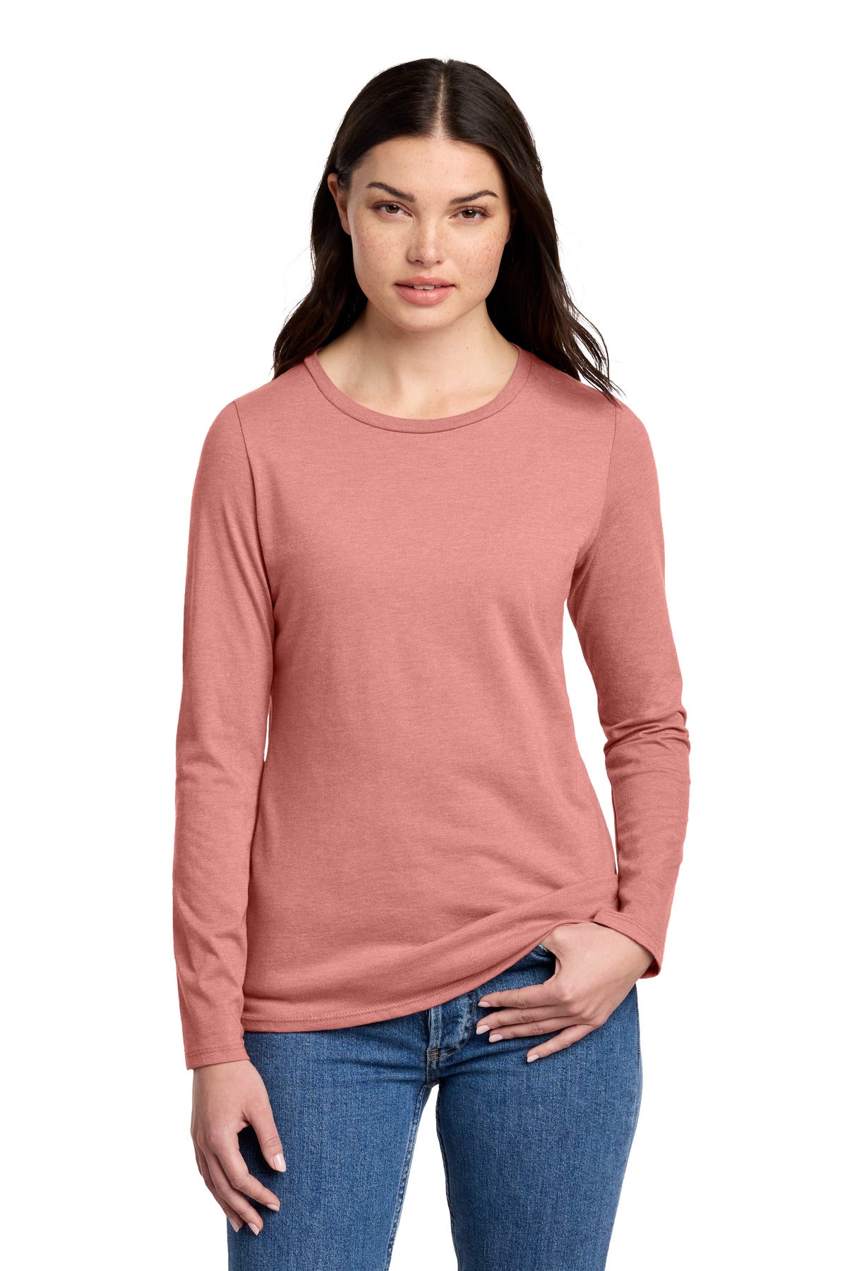 District ®  Women's Perfect Blend ®  CVC Long Sleeve Tee DT110 | Add Your Logo