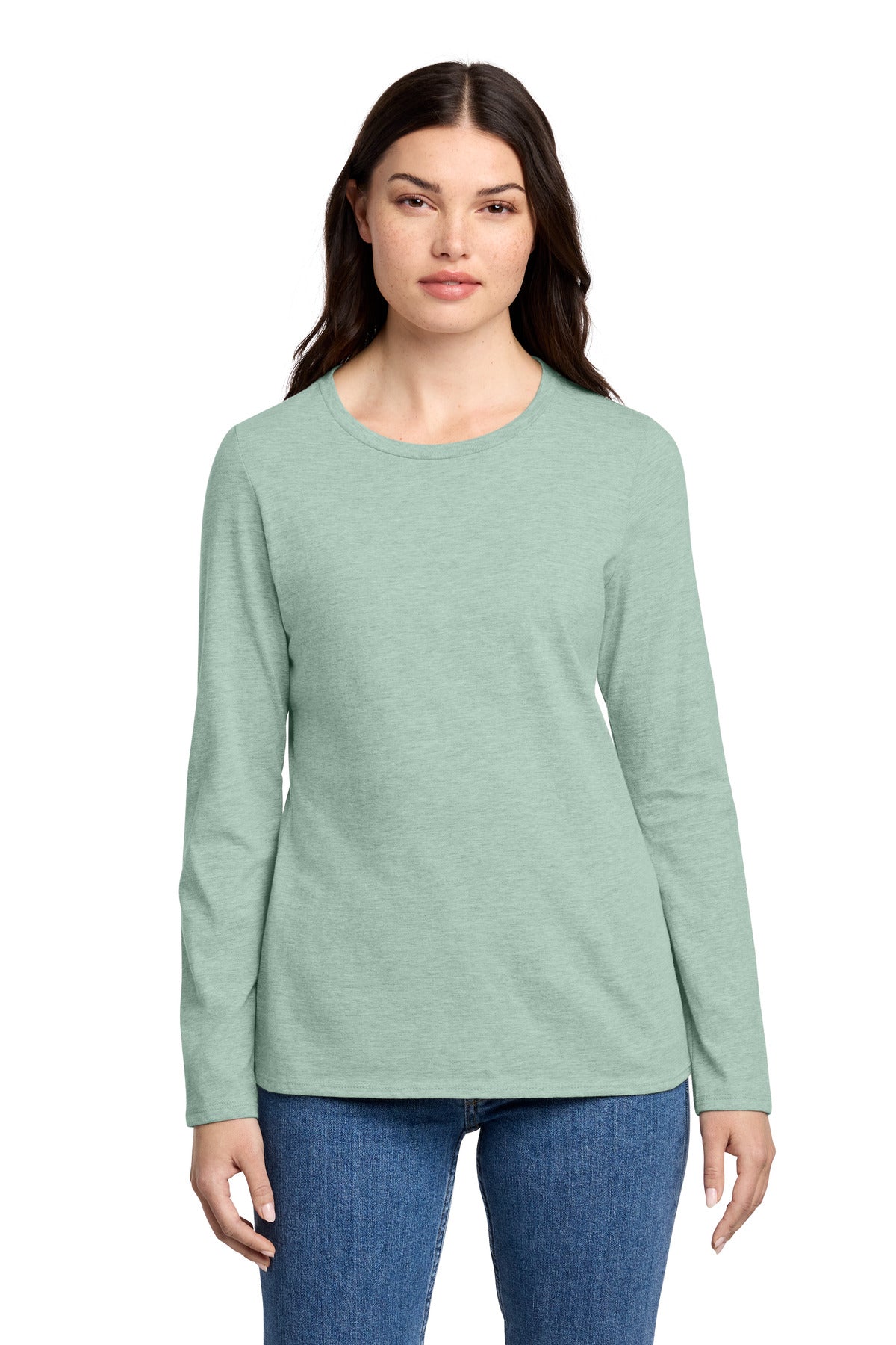 District ®  Women's Perfect Blend ®  CVC Long Sleeve Tee DT110 | Add Your Logo