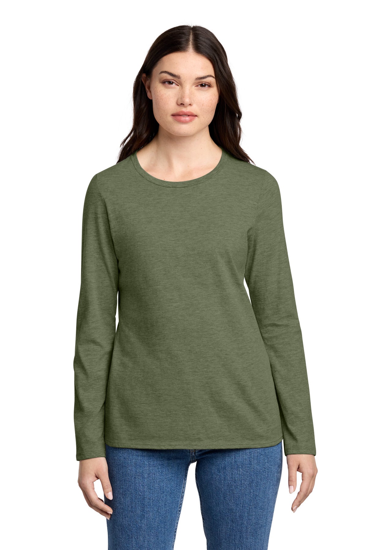 District ®  Women's Perfect Blend ®  CVC Long Sleeve Tee DT110 | Add Your Logo