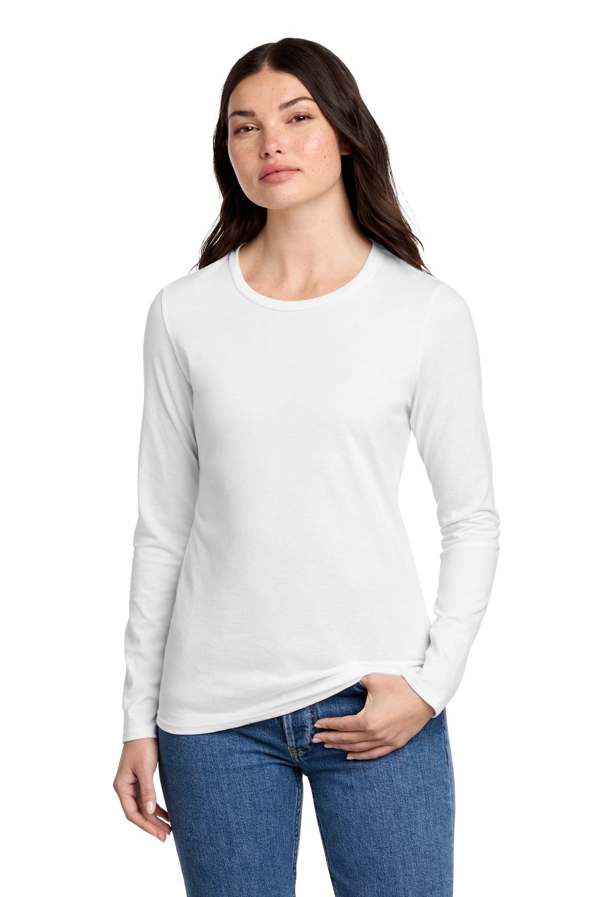 District ®  Women's Perfect Blend ®  CVC Long Sleeve Tee DT110 | Add Your Logo