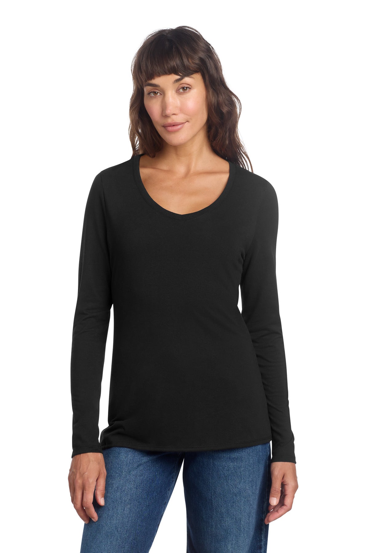 District ®  Women's Perfect Tri ®  Long Sleeve V-Neck Tee DT135 | Add Your Logo
