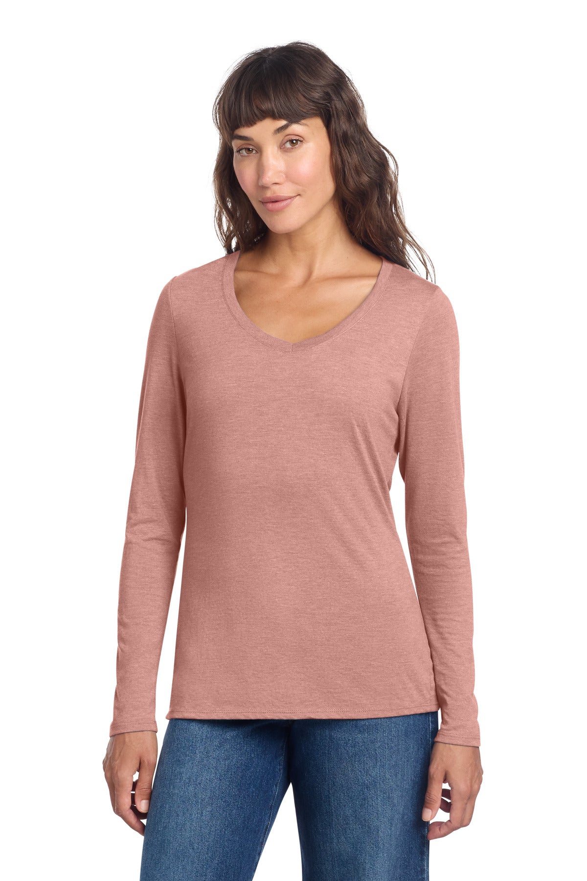 District ®  Women's Perfect Tri ®  Long Sleeve V-Neck Tee DT135 | Add Your Logo