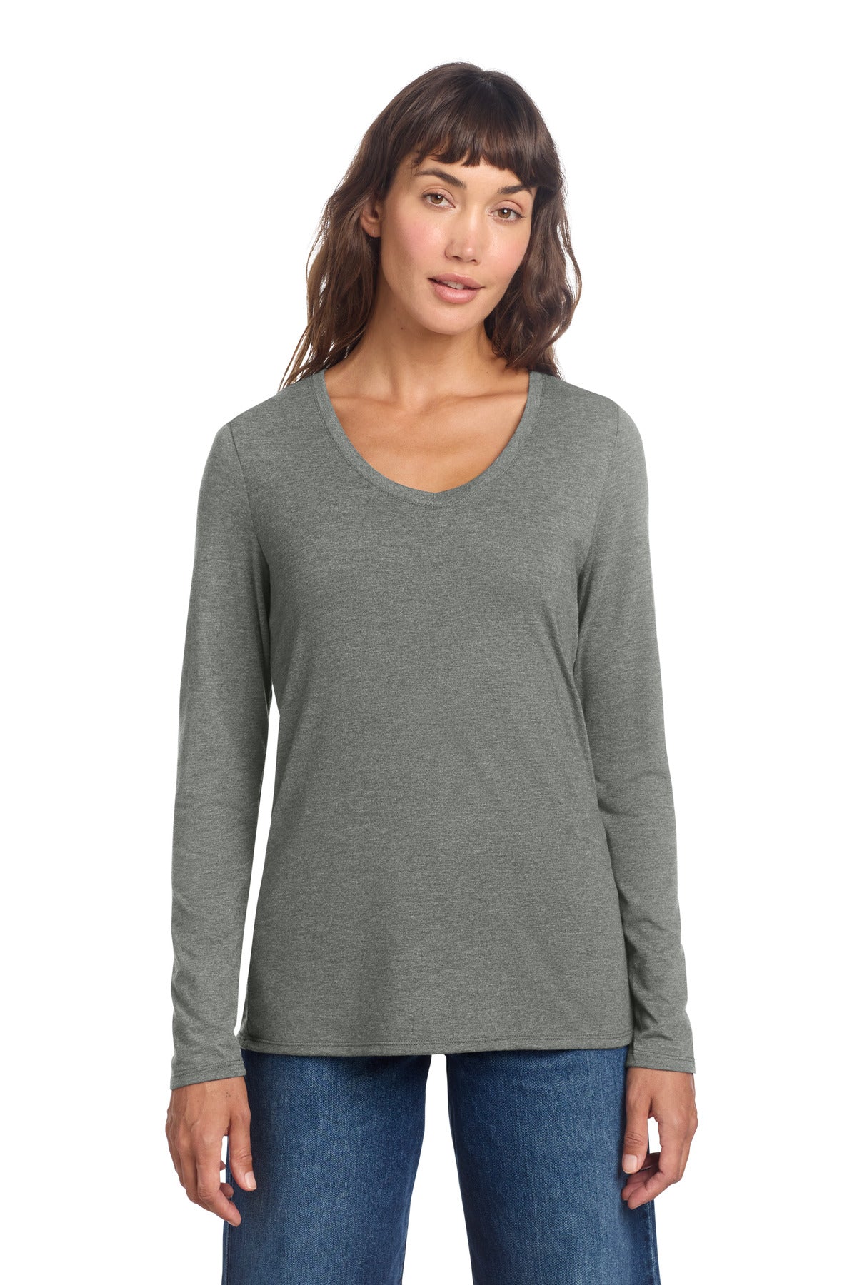 District ®  Women's Perfect Tri ®  Long Sleeve V-Neck Tee DT135 | Add Your Logo