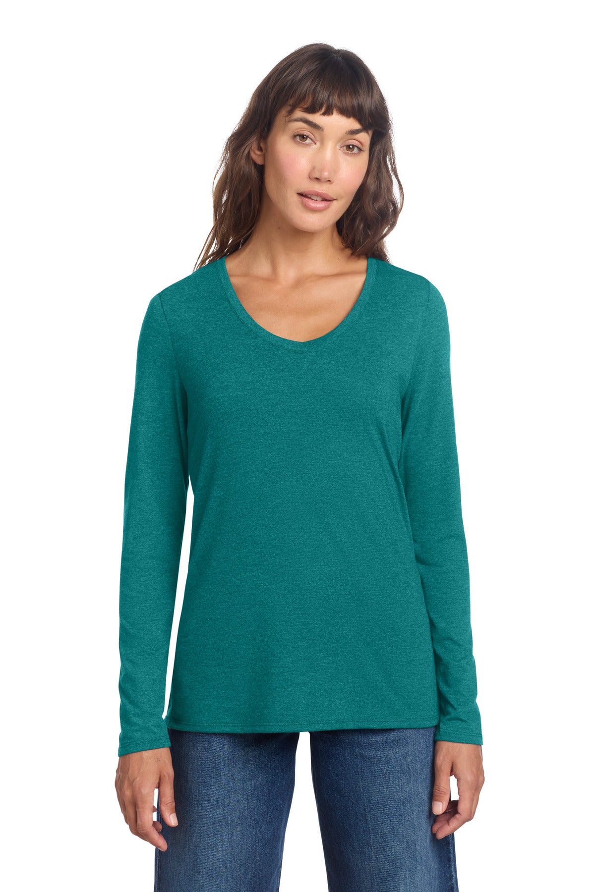 District ®  Women's Perfect Tri ®  Long Sleeve V-Neck Tee DT135 | Add Your Logo