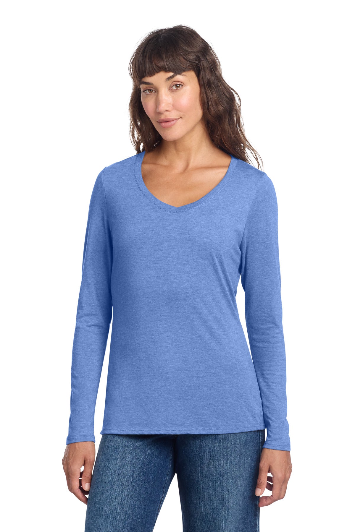 District ®  Women's Perfect Tri ®  Long Sleeve V-Neck Tee DT135 | Add Your Logo