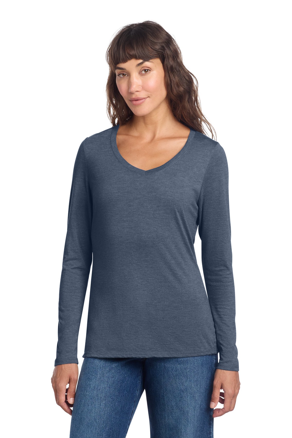 District ®  Women's Perfect Tri ®  Long Sleeve V-Neck Tee DT135 | Add Your Logo