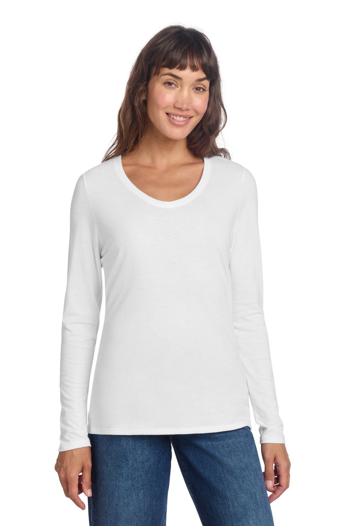 District ®  Women's Perfect Tri ®  Long Sleeve V-Neck Tee DT135 | Add Your Logo