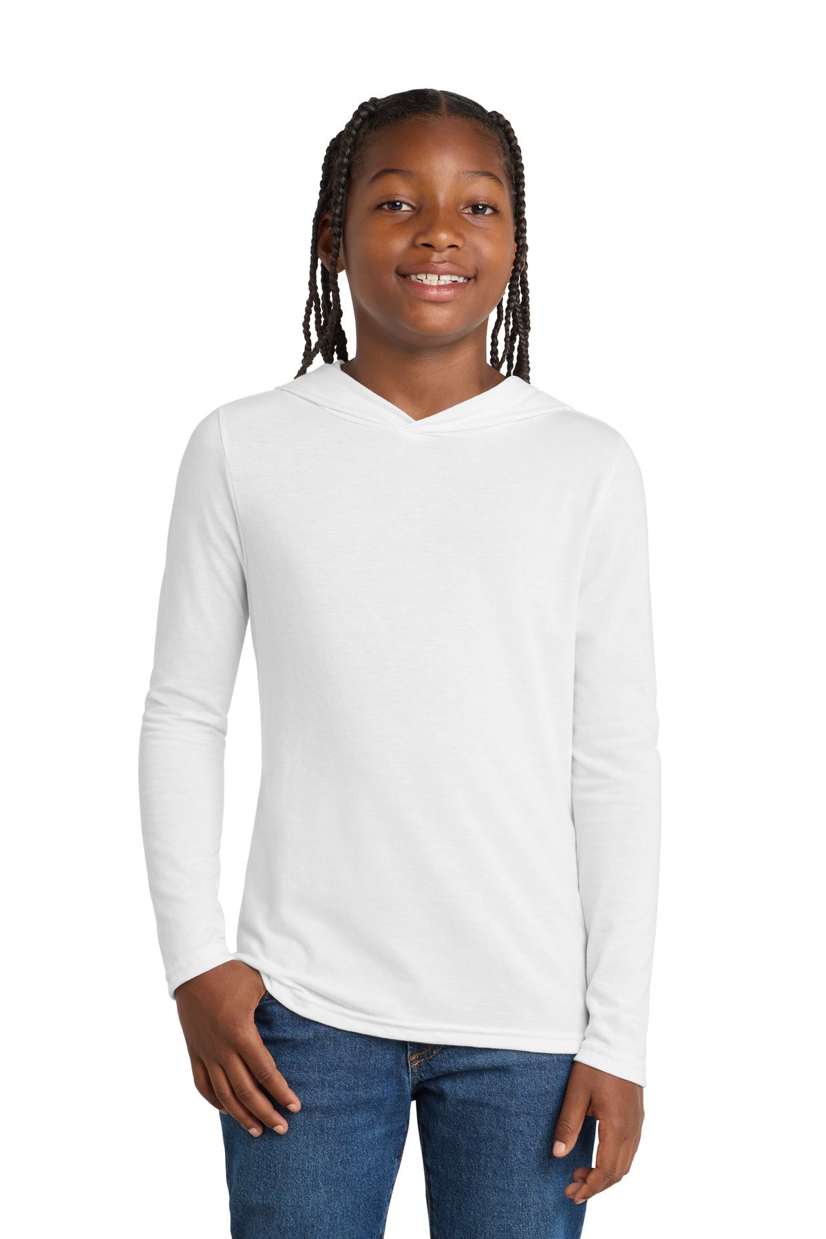 District  ®  Youth Perfect Tri  ®  Long Sleeve Hoodie DT139Y | Add Your Logo