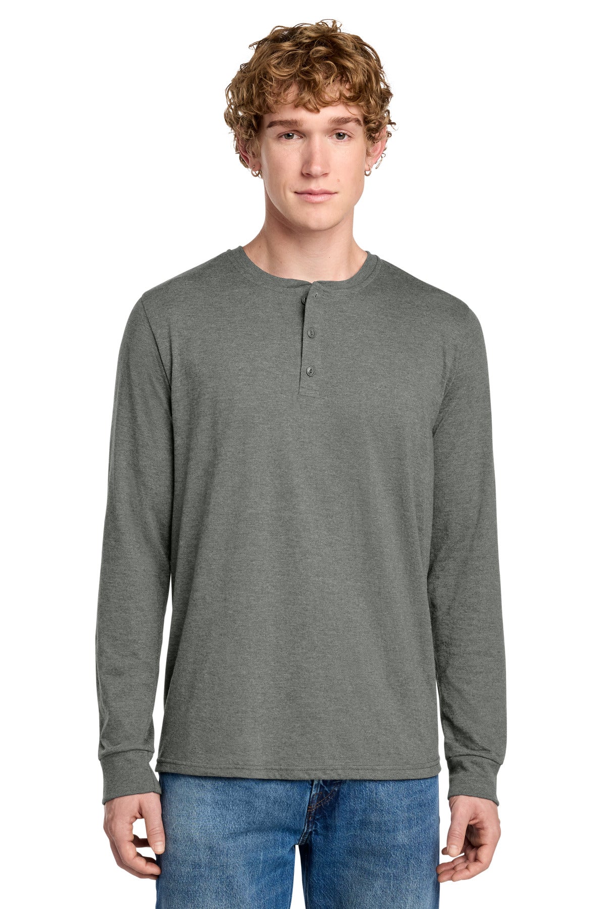 District ®  Perfect Tri ®  Long Sleeve Henley DT145 | Add Your Logo