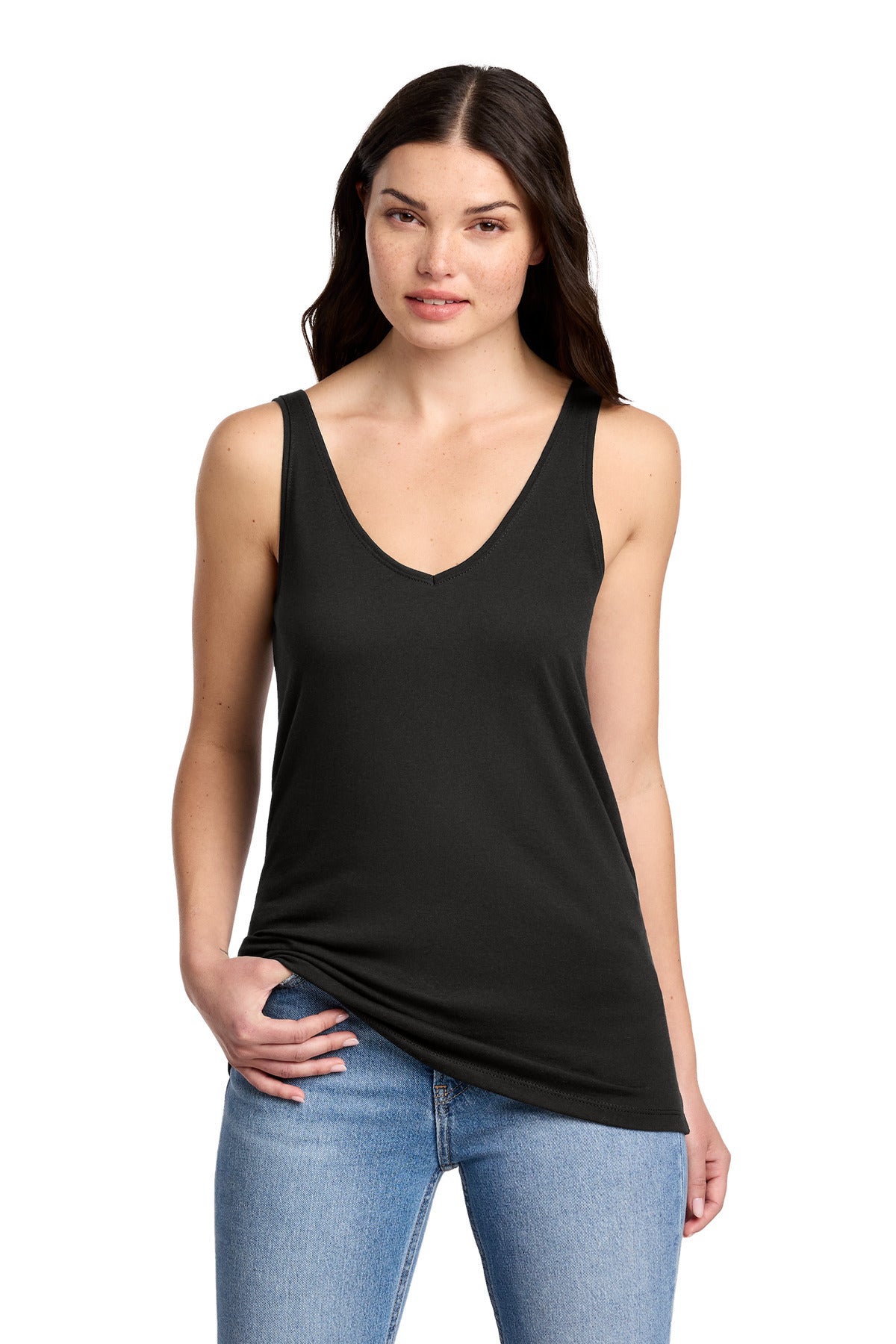 District ®  Women's Perfect Blend ®  CVC V-Neck Tank DT154 | Add Your Logo