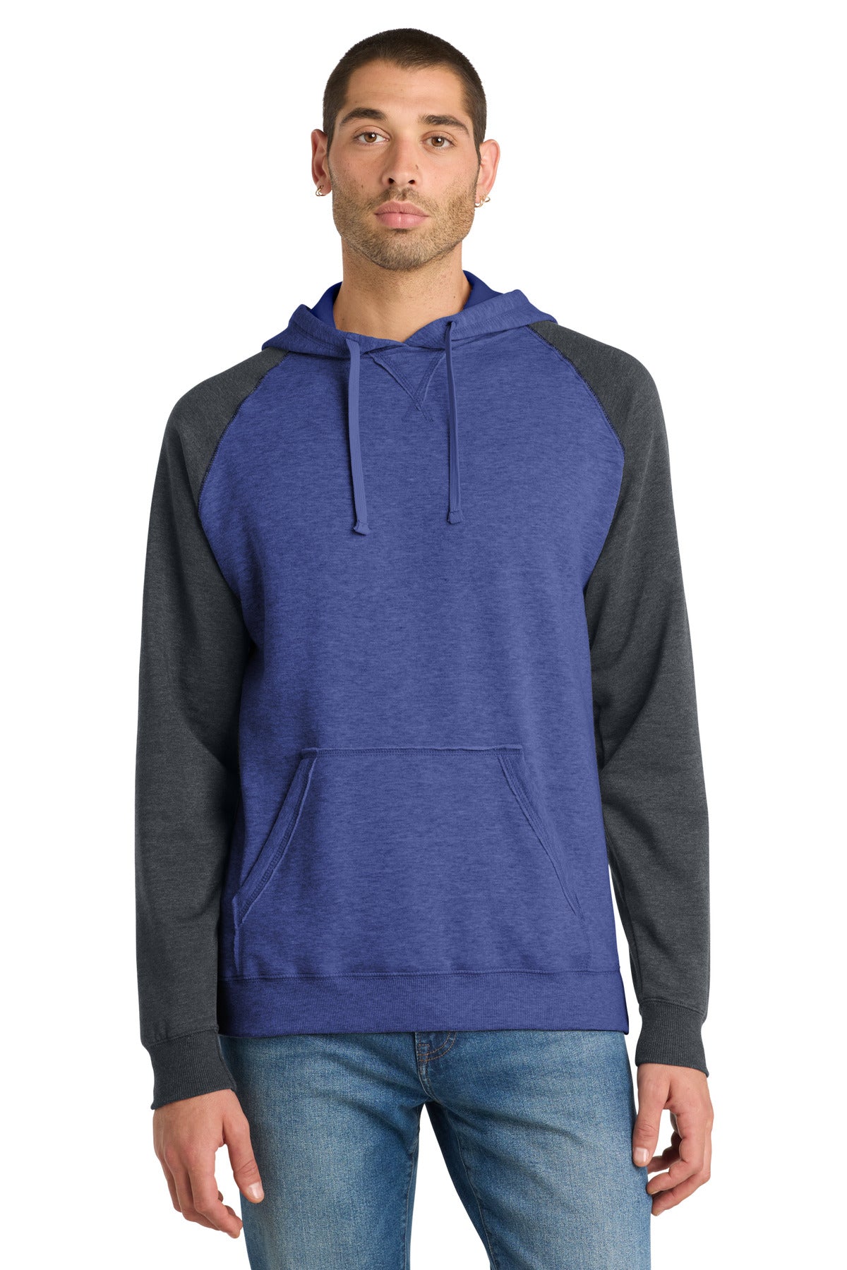 District ®  Young Mens Lightweight Fleece Raglan Hoodie.  DT196 | Add Your Logo