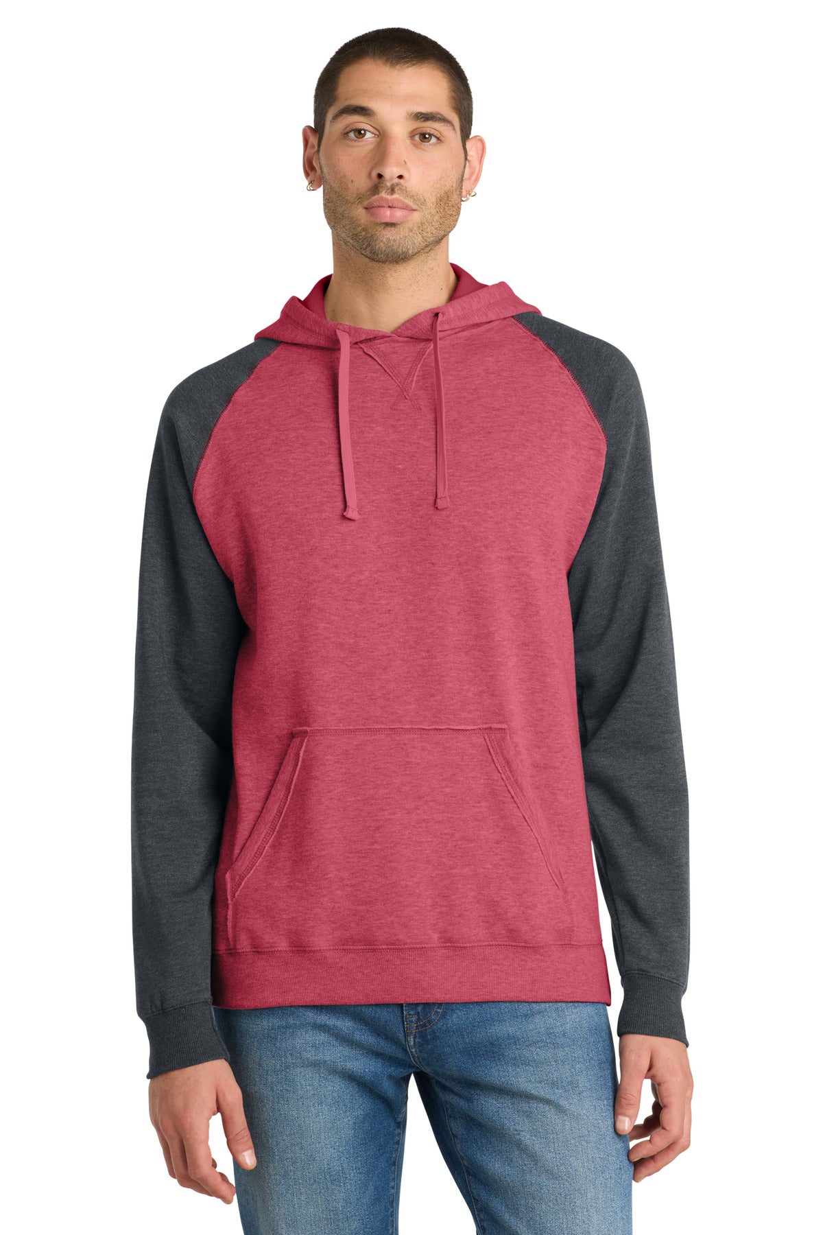 District ®  Young Mens Lightweight Fleece Raglan Hoodie.  DT196 | Add Your Logo
