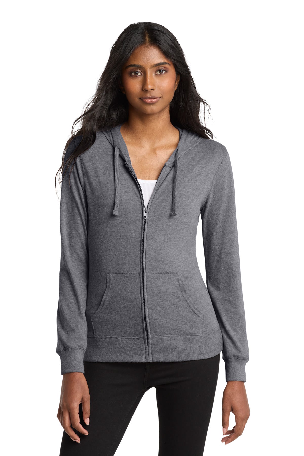 District ®  Women's Fitted Jersey Full-Zip Hoodie. DT2100 | Add Your Logo