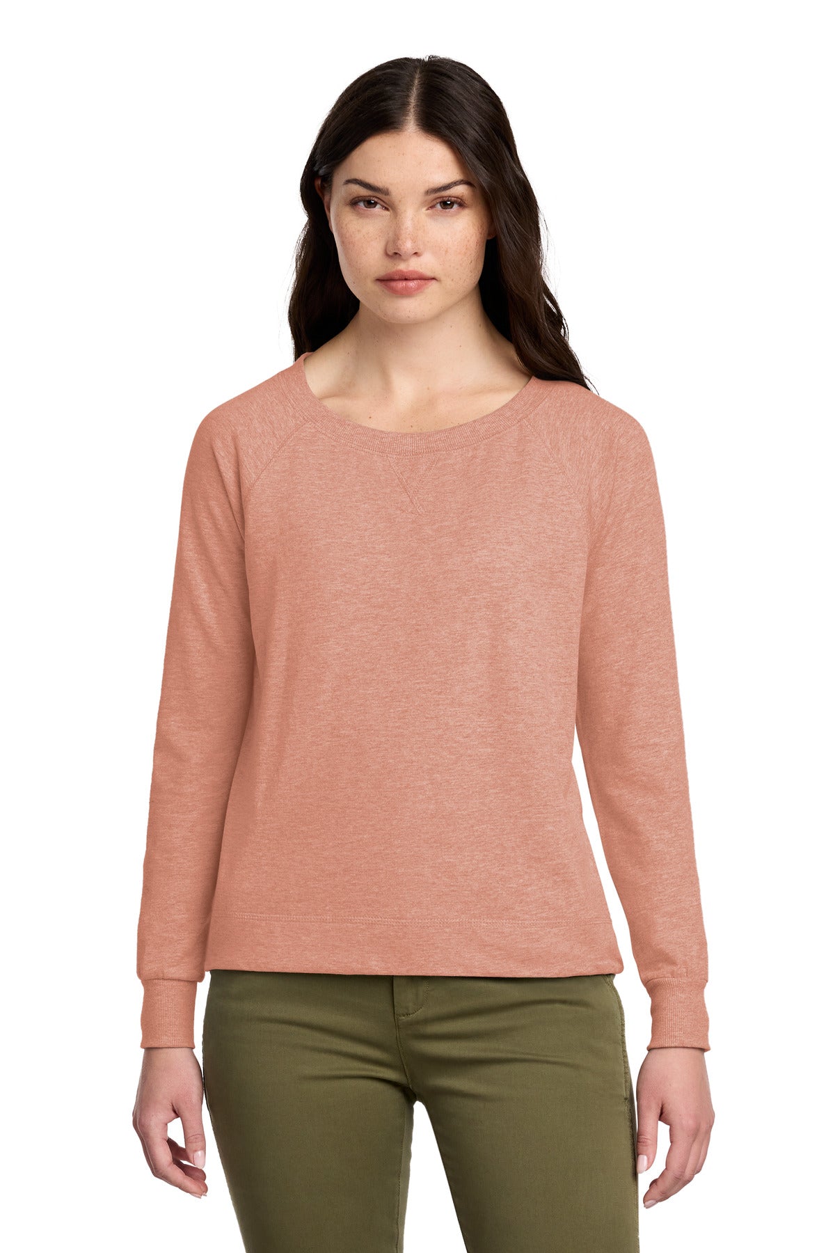 District ®  Women's Featherweight French Terry ™  Long Sleeve Crewneck DT672 | Add Your Logo