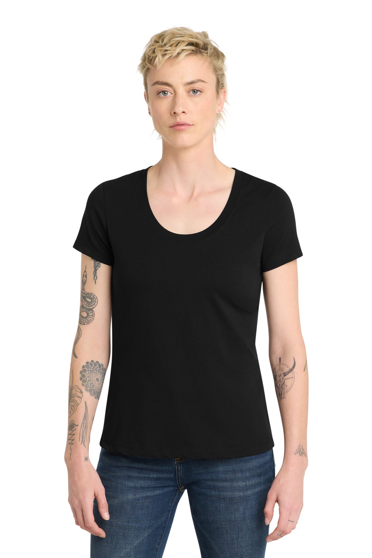 District  ®  Women's Flex Scoop Neck Tee DT7501 | Add Your Logo