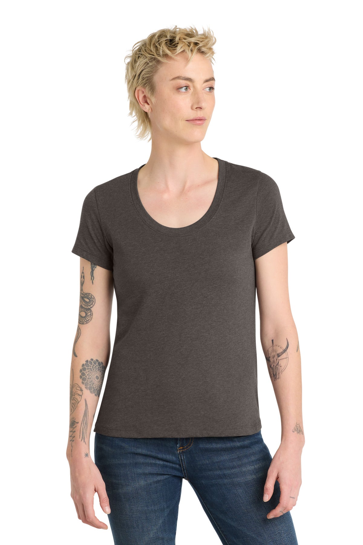 District  ®  Women's Flex Scoop Neck Tee DT7501 | Add Your Logo