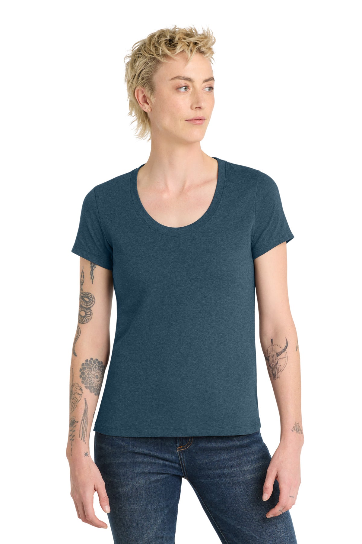 District  ®  Women's Flex Scoop Neck Tee DT7501 | Add Your Logo