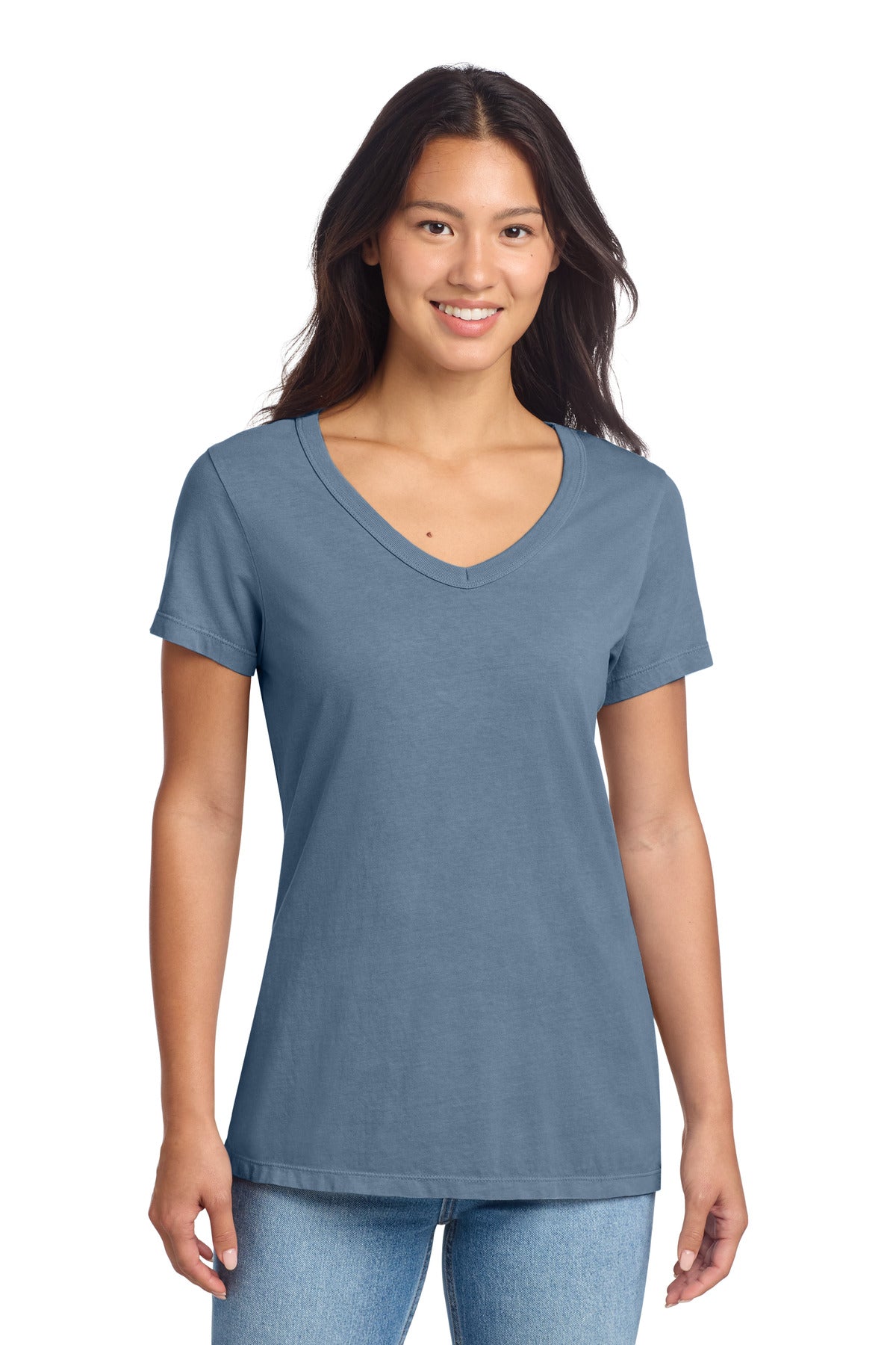 Port & Co ®  Women's Beach Wash ®  Garment-Dyed V-Neck Tee LPC099V | Add Your Logo