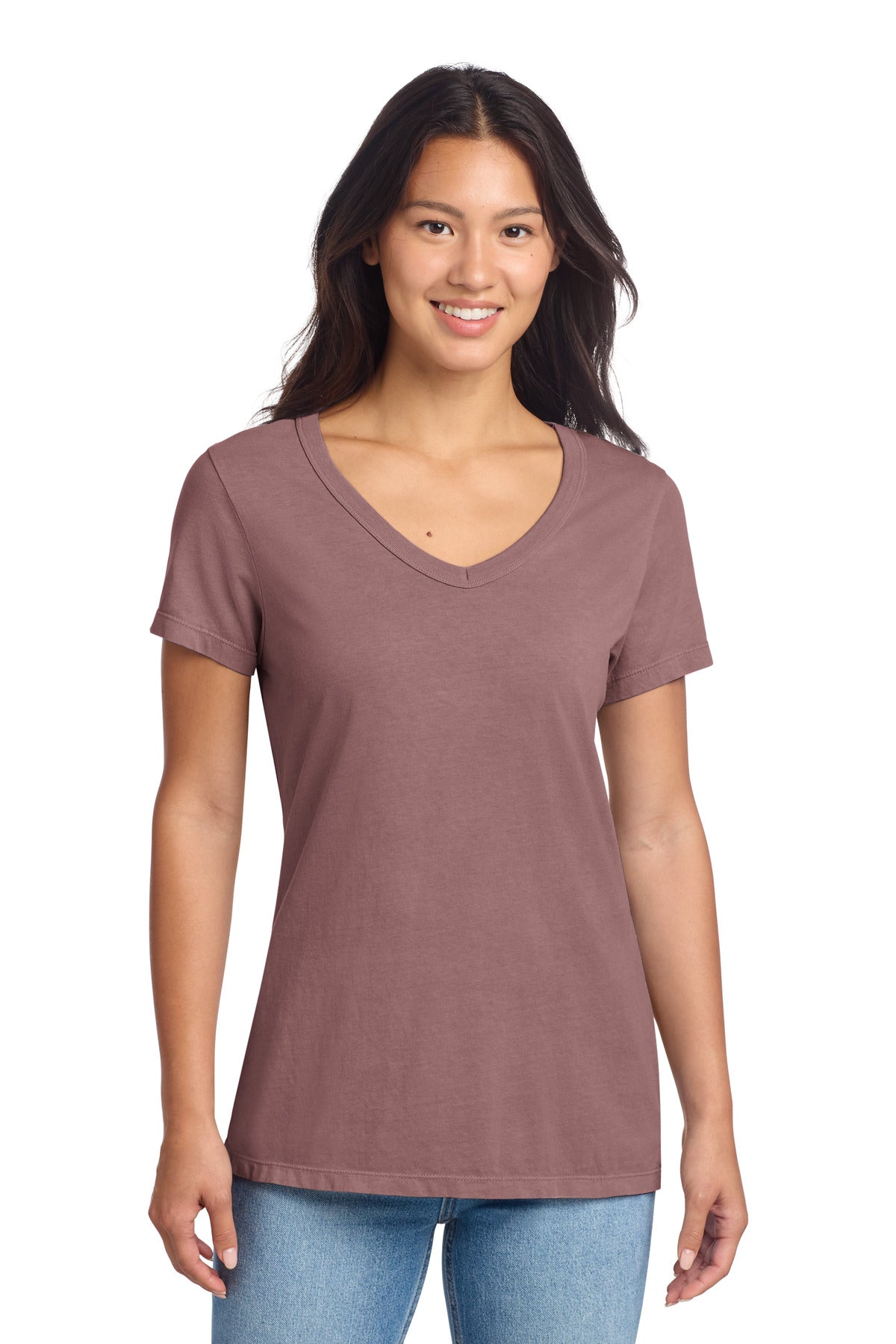 Port & Co ®  Women's Beach Wash ®  Garment-Dyed V-Neck Tee LPC099V | Add Your Logo