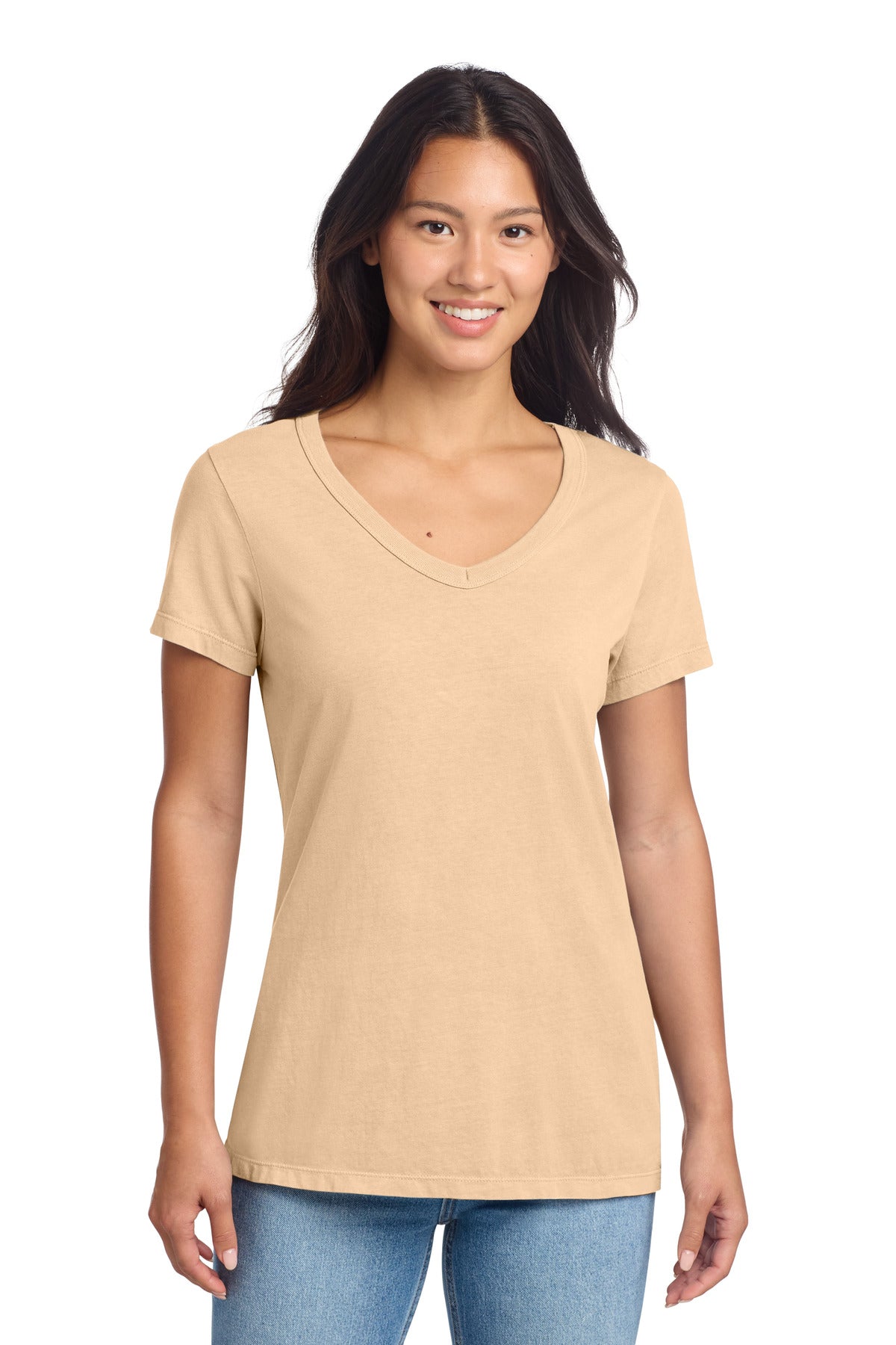 Port & Co ®  Women's Beach Wash ®  Garment-Dyed V-Neck Tee LPC099V | Add Your Logo