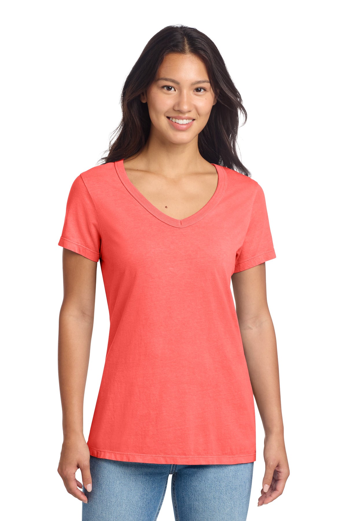 Port & Co ®  Women's Beach Wash ®  Garment-Dyed V-Neck Tee LPC099V | Add Your Logo