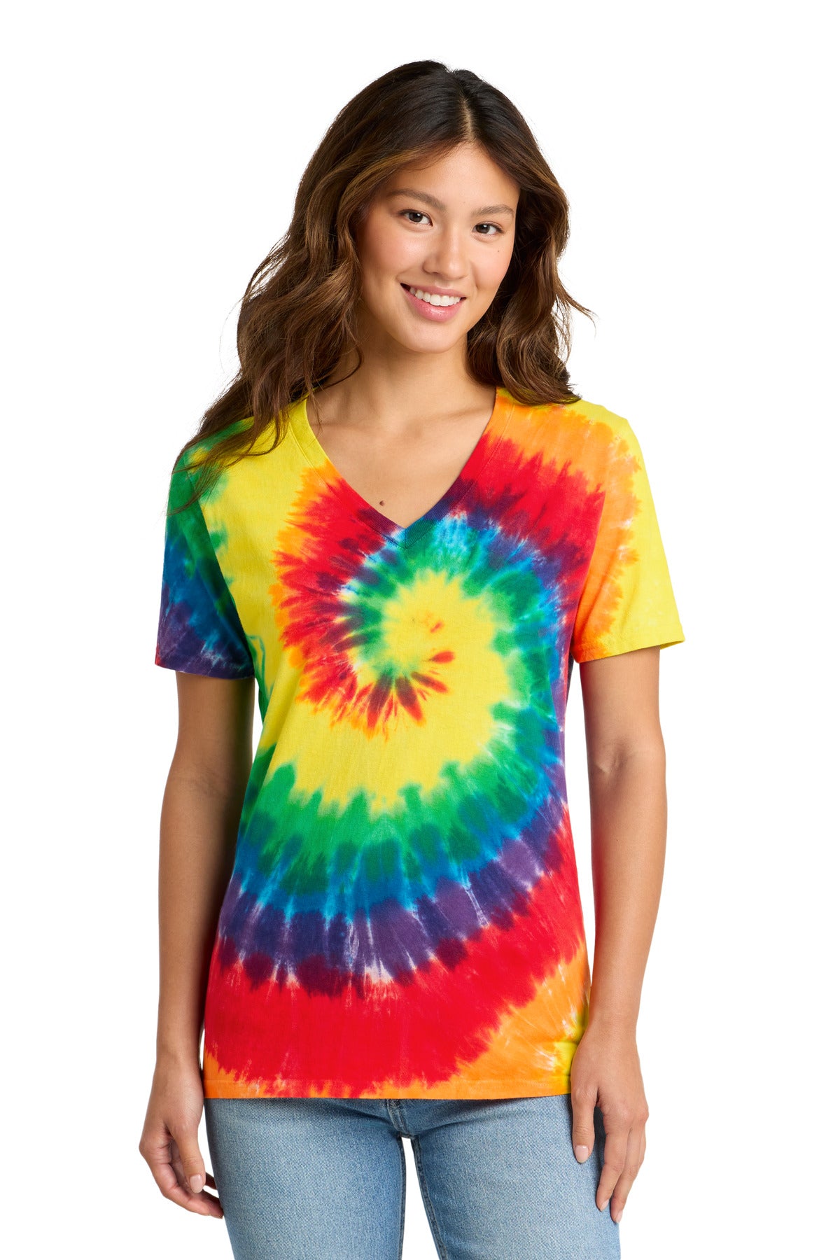 Port & Co ®  Women's Tie-Dye V-Neck Tee.  LPC147V | Add Your Logo