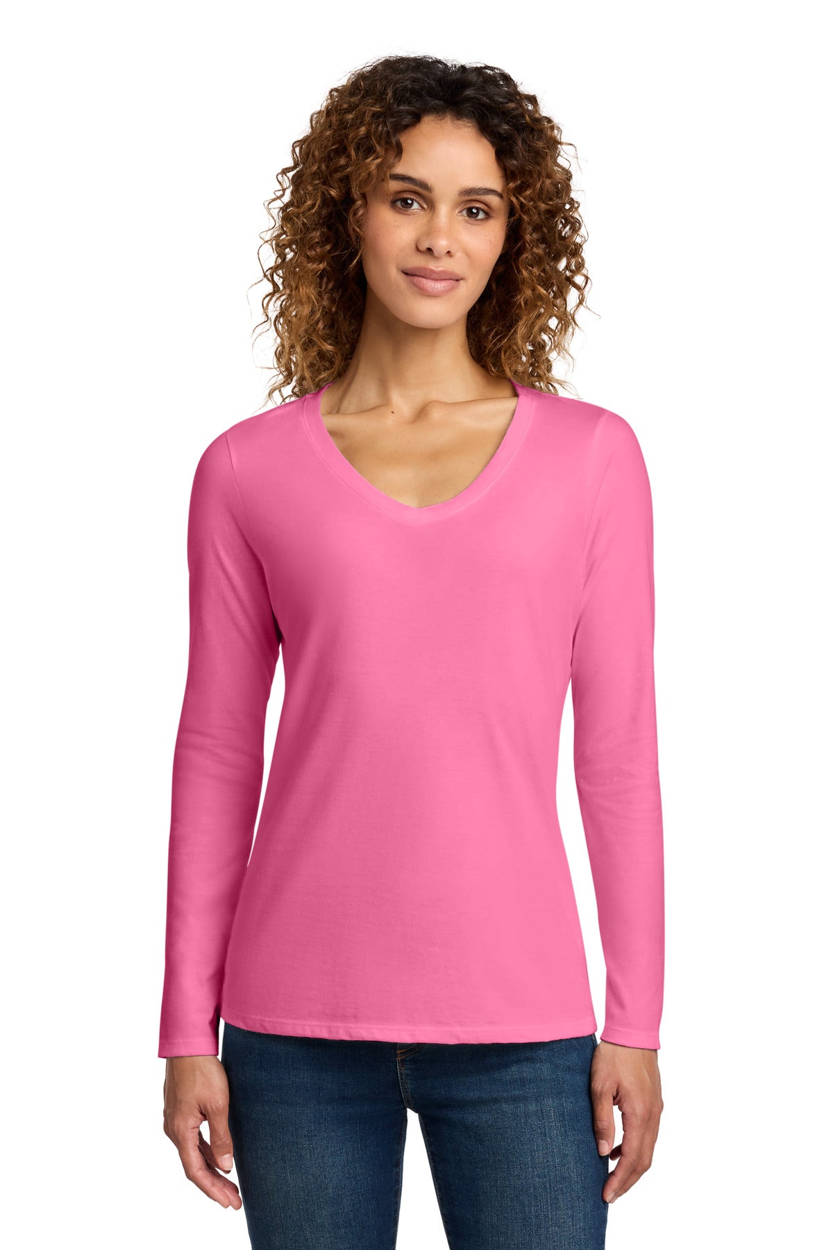 Port & Co ®  Women's Long Sleeve Fan Favorite V-Neck Tee. LPC450VLS | Add Your Logo