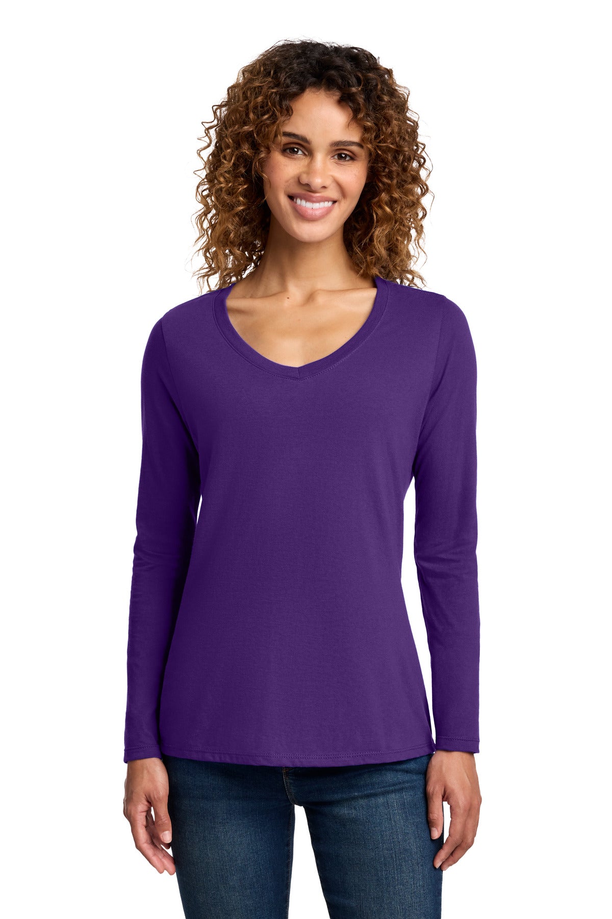Port & Co ®  Women's Long Sleeve Fan Favorite V-Neck Tee. LPC450VLS | Add Your Logo