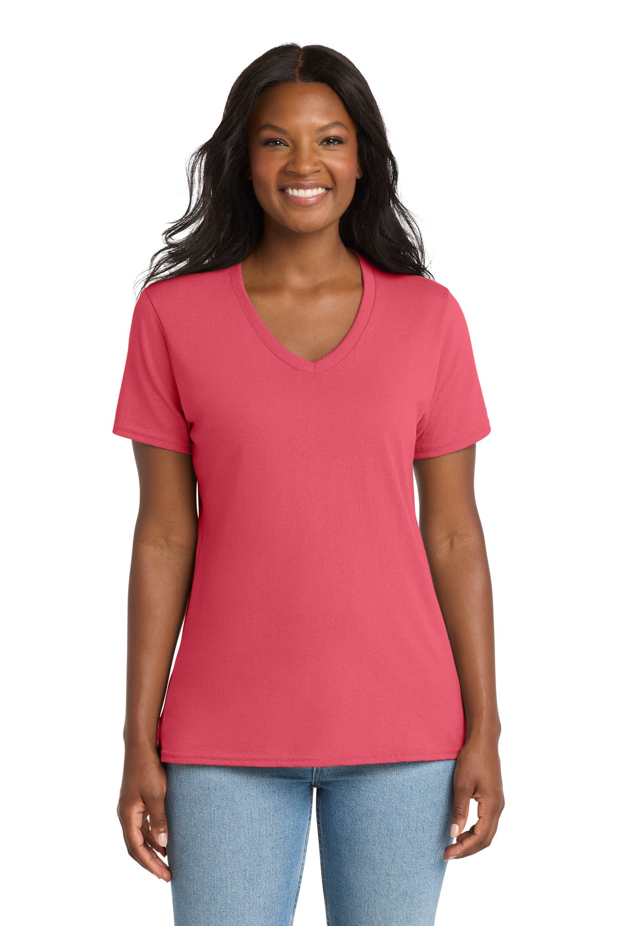 Port & Co   Women's Core Cotton V-Neck Tee LPC54V