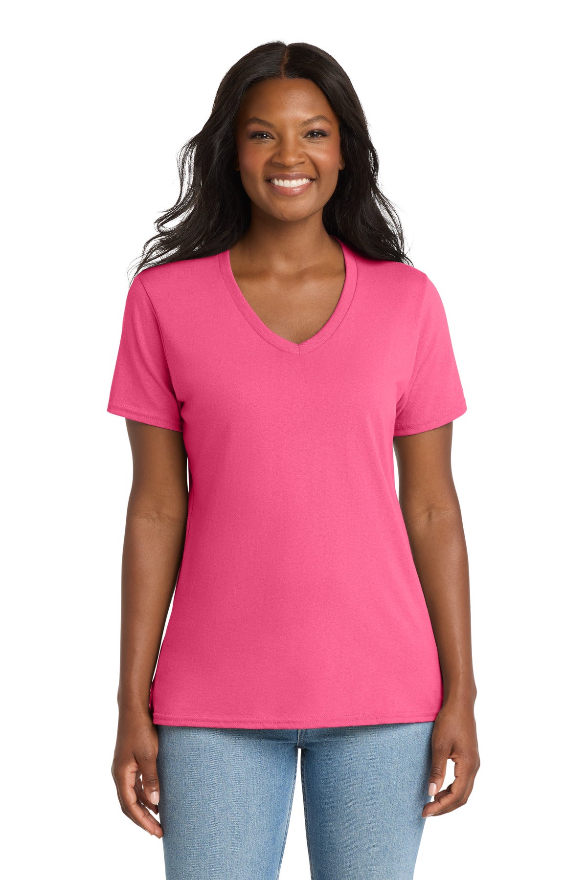 Port & Co   Women's Core Cotton V-Neck Tee LPC54V