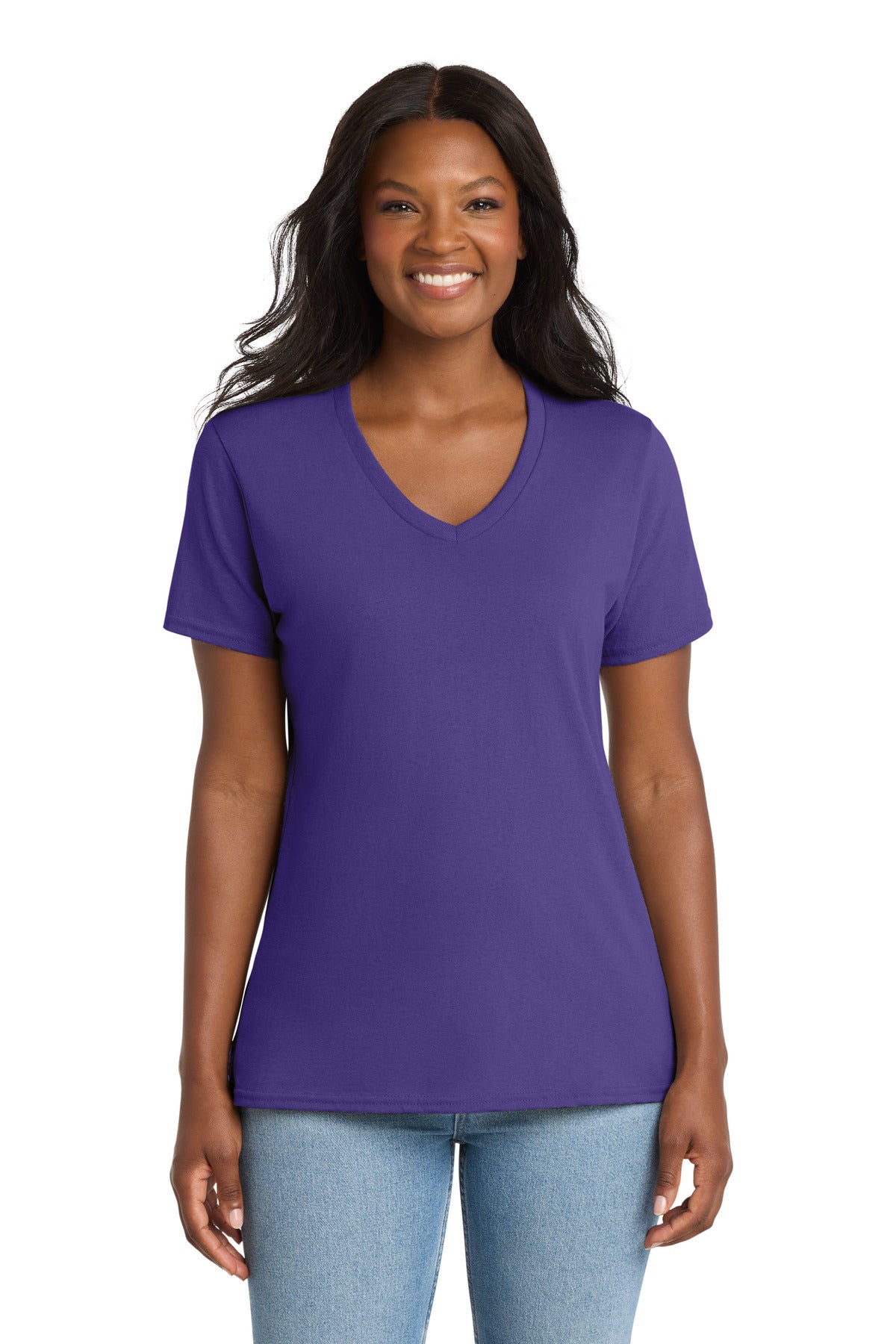 Port & Co   Women's Core Cotton V-Neck Tee LPC54V