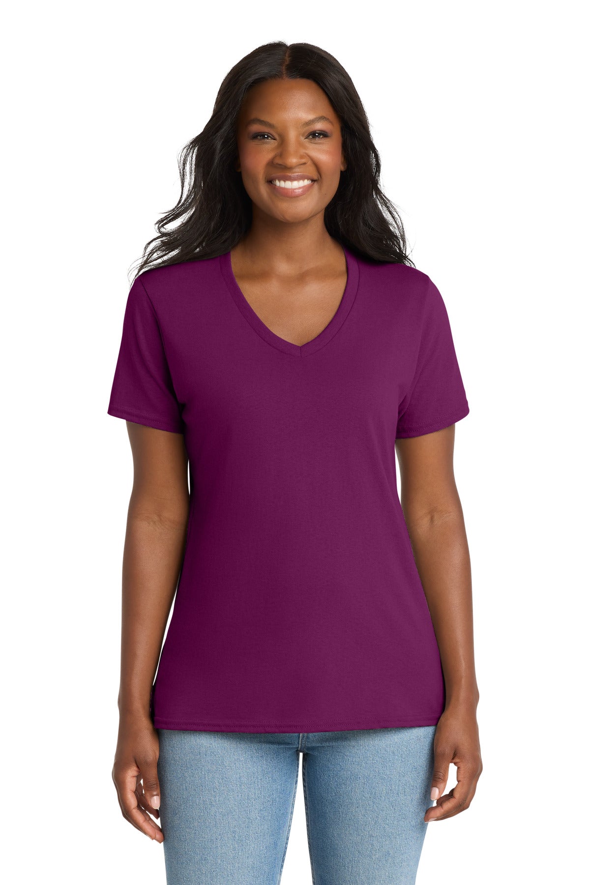 Port & Co   Women's Core Cotton V-Neck Tee LPC54V
