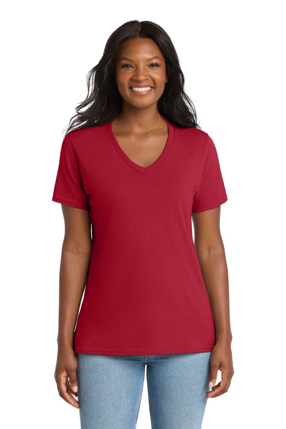 Port & Co   Women's Core Cotton V-Neck Tee LPC54V