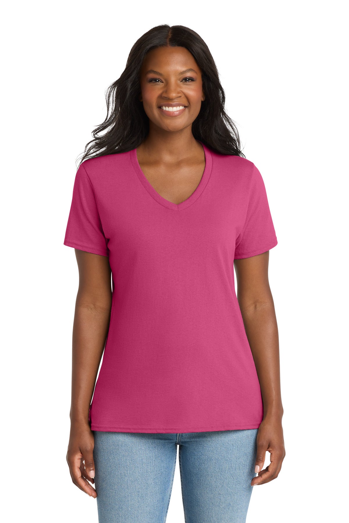 Port & Co   Women's Core Cotton V-Neck Tee LPC54V