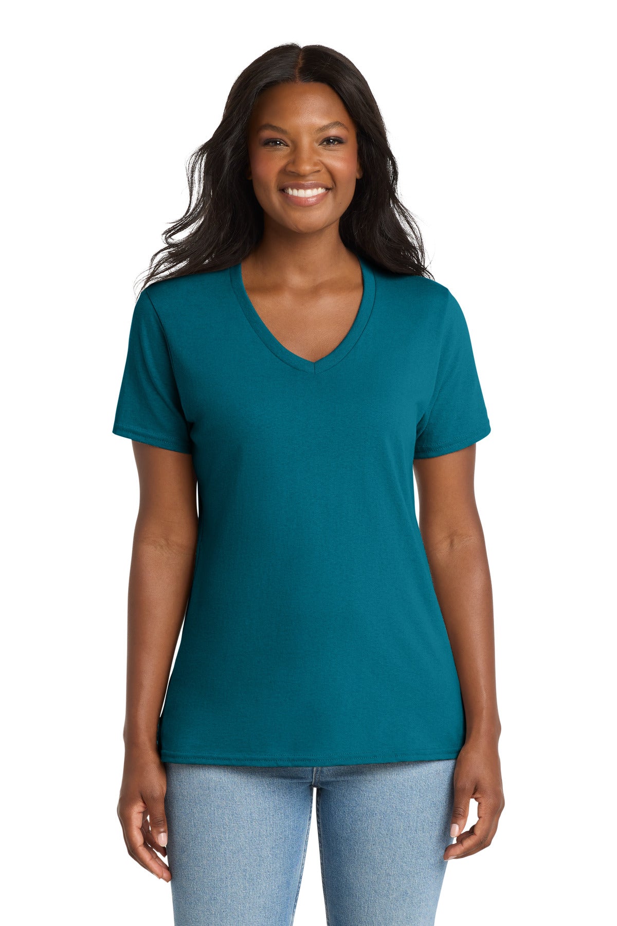Port & Co   Women's Core Cotton V-Neck Tee LPC54V
