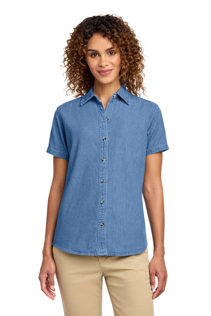 Port & Co ®  Women's Short Sleeve Value Denim Shirt.  LSP11 | Add Your Logo