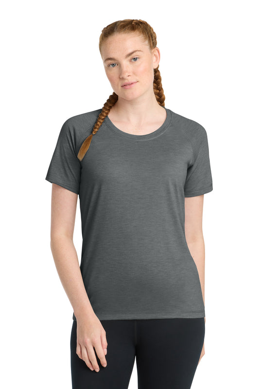 Sport-Tek    Women's PosiCharge    Tri-Blend Wicking Scoop Neck Raglan Tee LST400