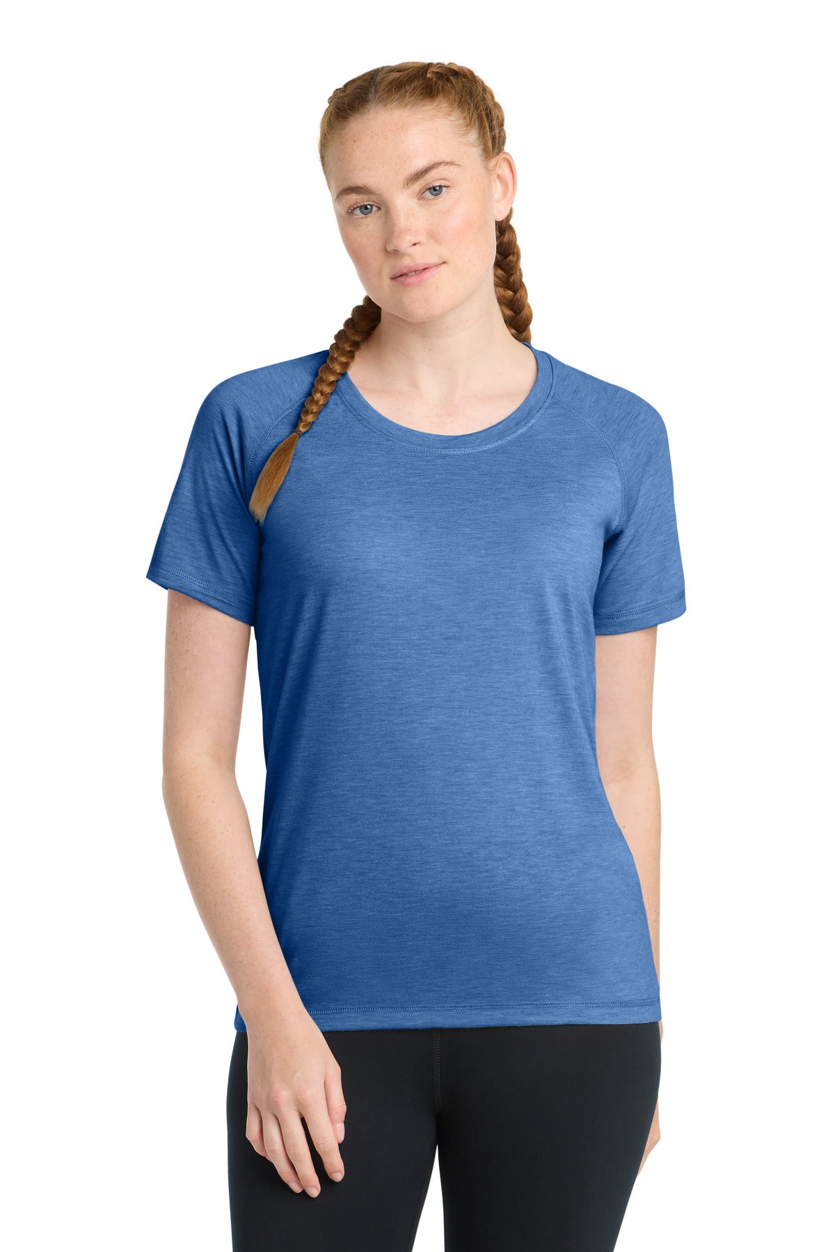 Sport-Tek    Women's PosiCharge    Tri-Blend Wicking Scoop Neck Raglan Tee. LST400