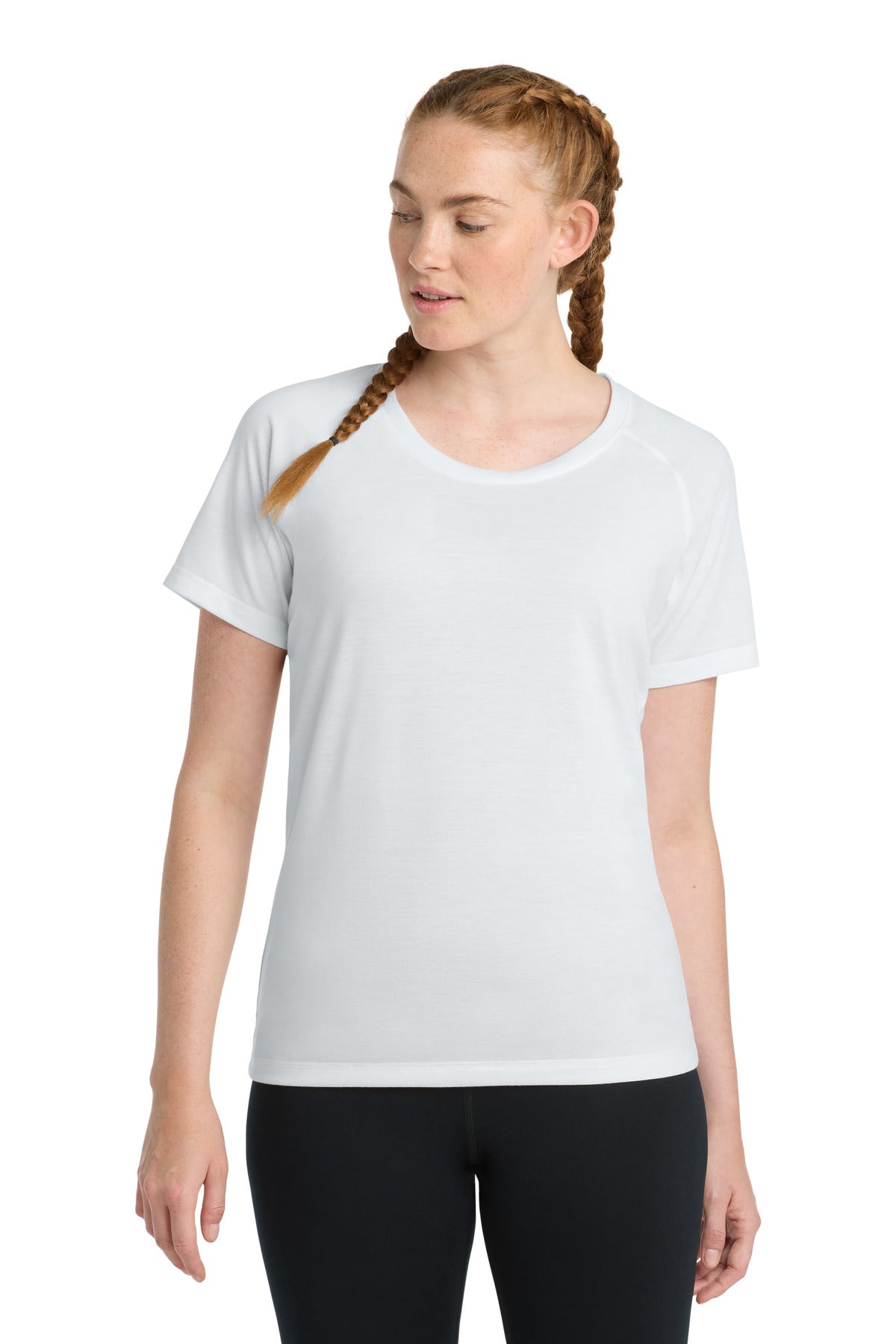 Sport-Tek    Women's PosiCharge    Tri-Blend Wicking Scoop Neck Raglan Tee. LST400