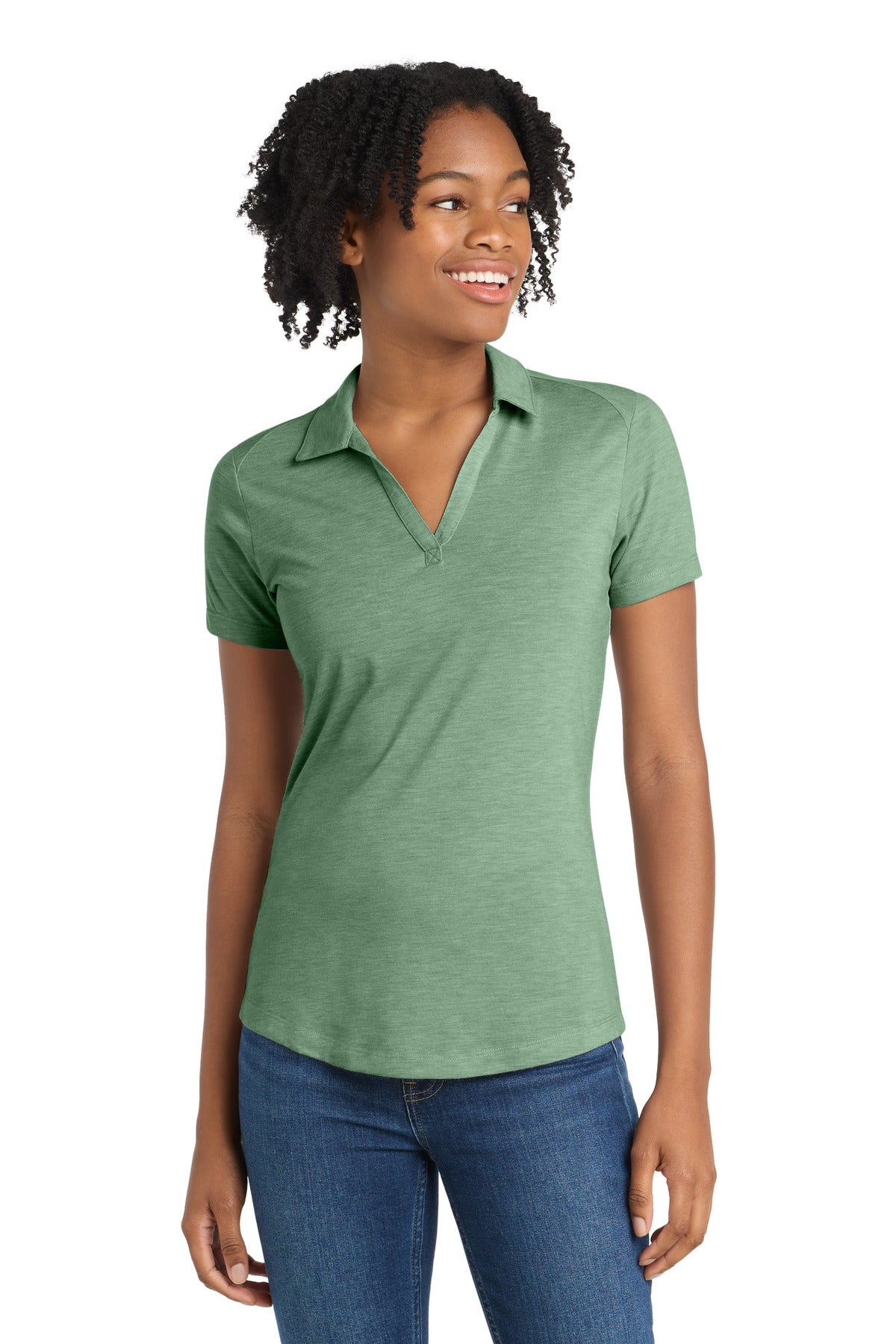Sport-Tek    Women's PosiCharge    Tri-Blend Wicking Polo. LST405